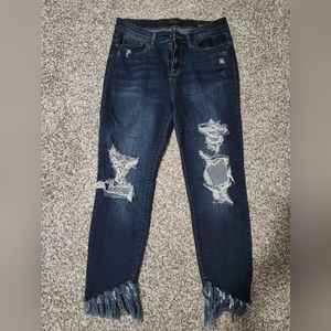 Judy Blue Fringe Hem Jeans Skinny Fit